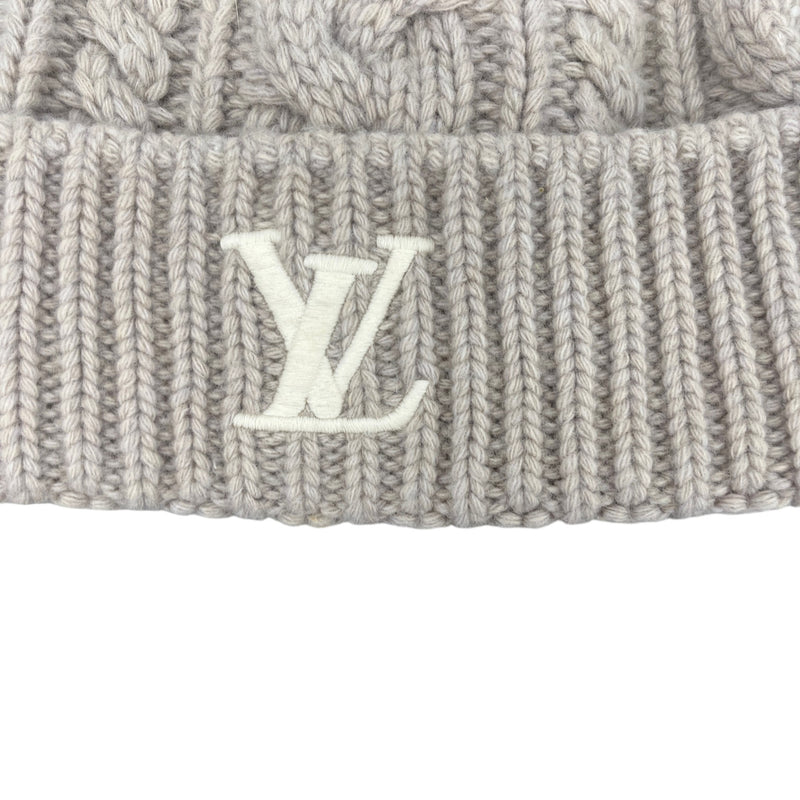 Men's LV Mini Cable Beanie Hat Grey Size S