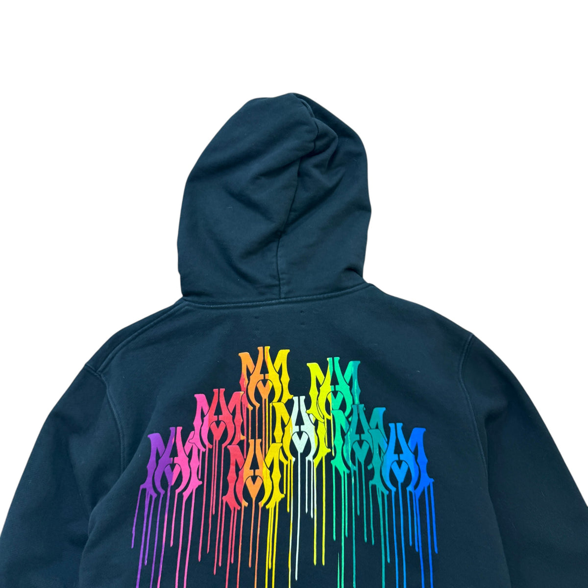 Men's Embroidered Paint Drip Hoodie Black Size M - Photo 4