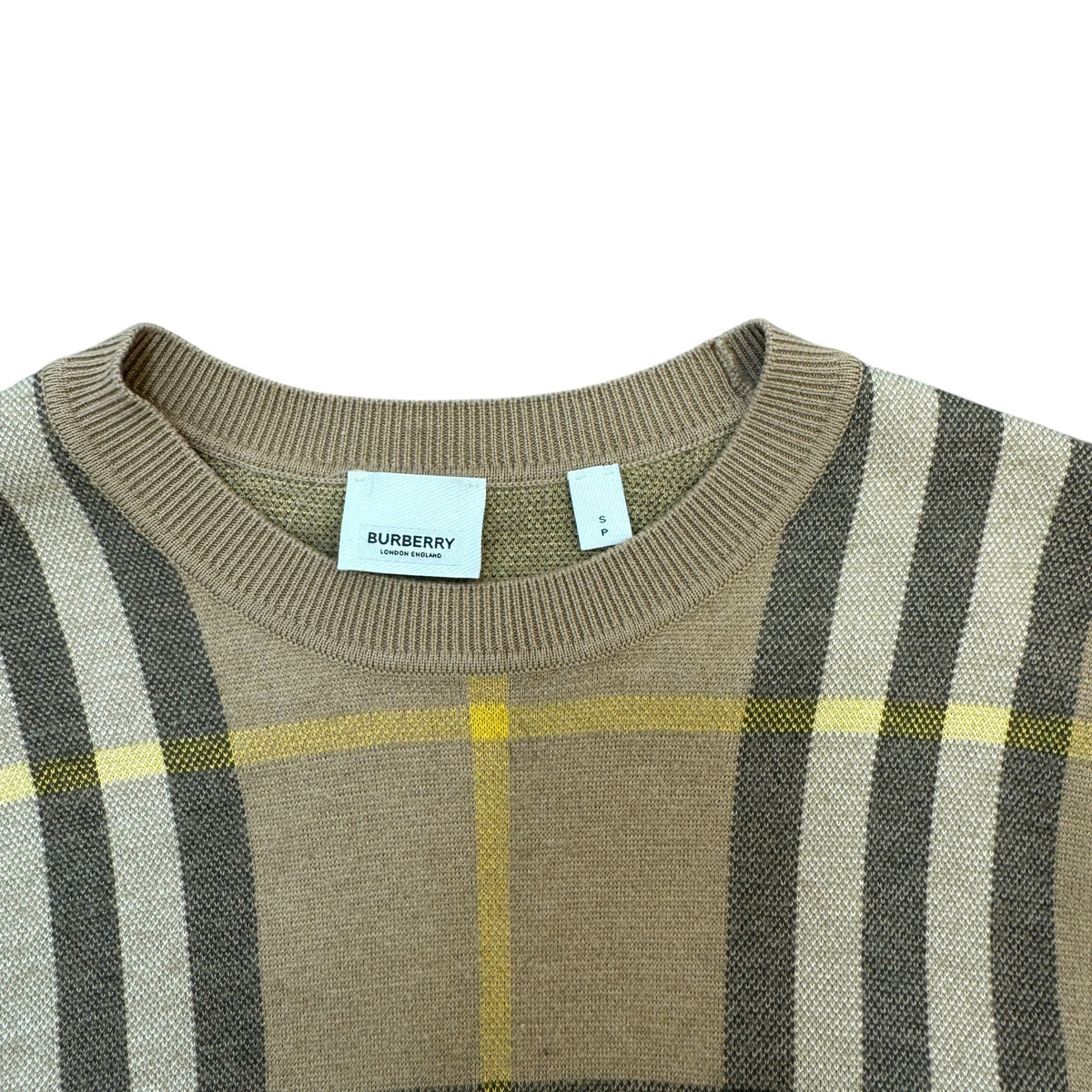 Men's Checkered T-Shirt Beige Size S - Photo 3