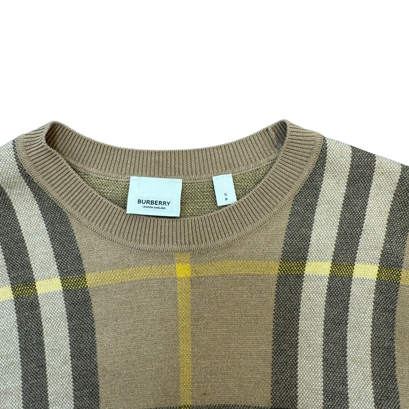 Men's Checkered T-Shirt Beige Size S