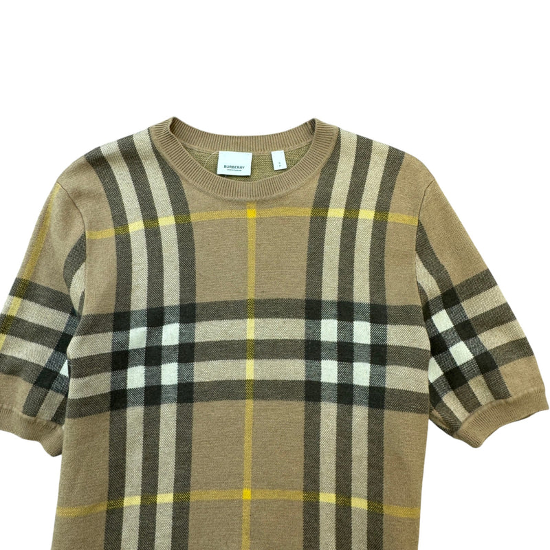 Men's Checkered T-Shirt Beige Size S