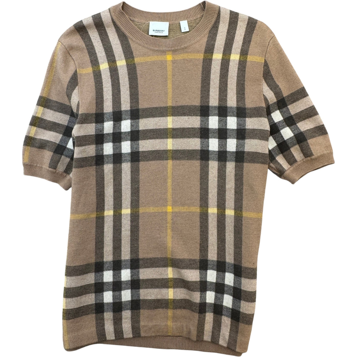 Men's Checkered T-Shirt Beige Size S - Photo 1