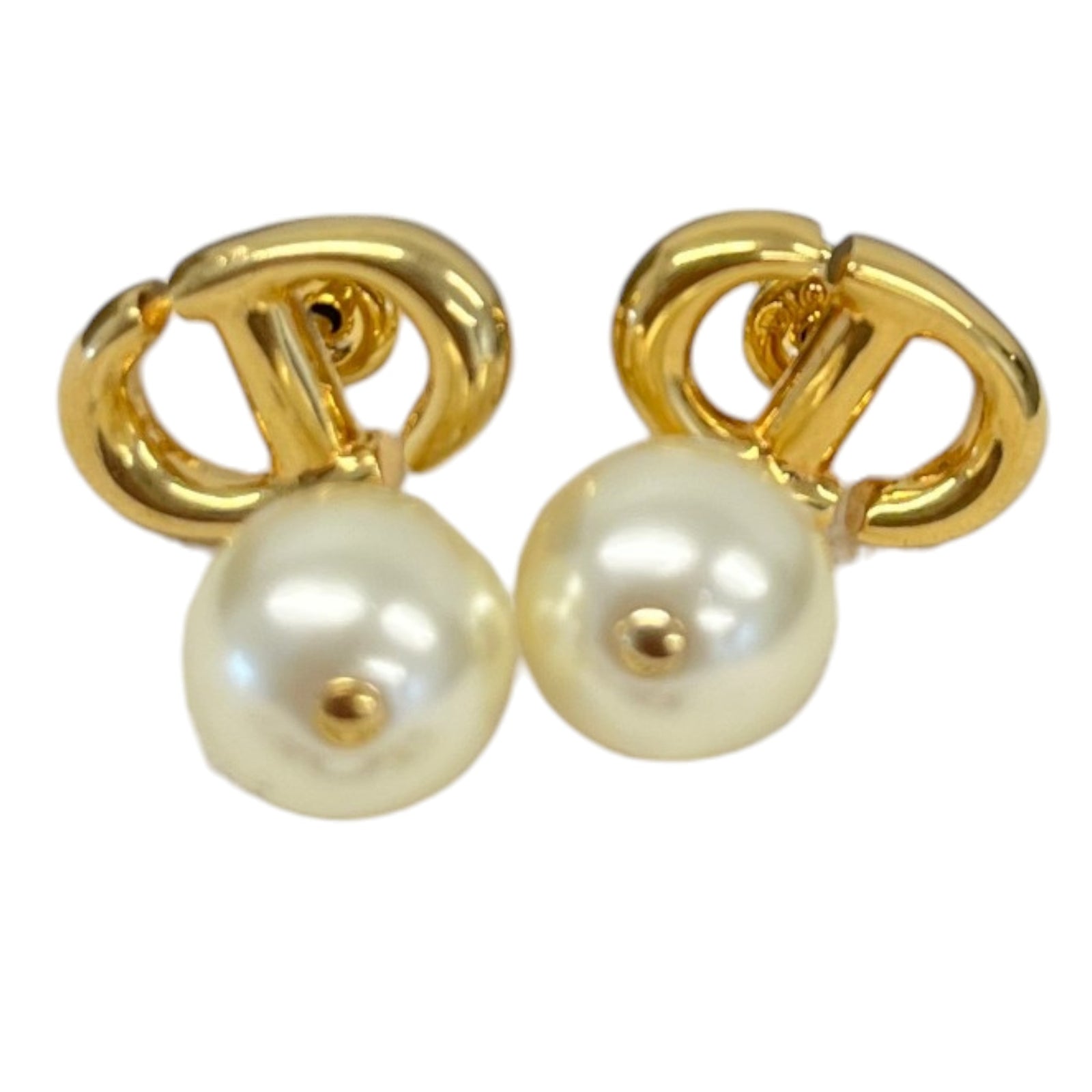 Women's CD Pearl Earrings Gold - Photo 1