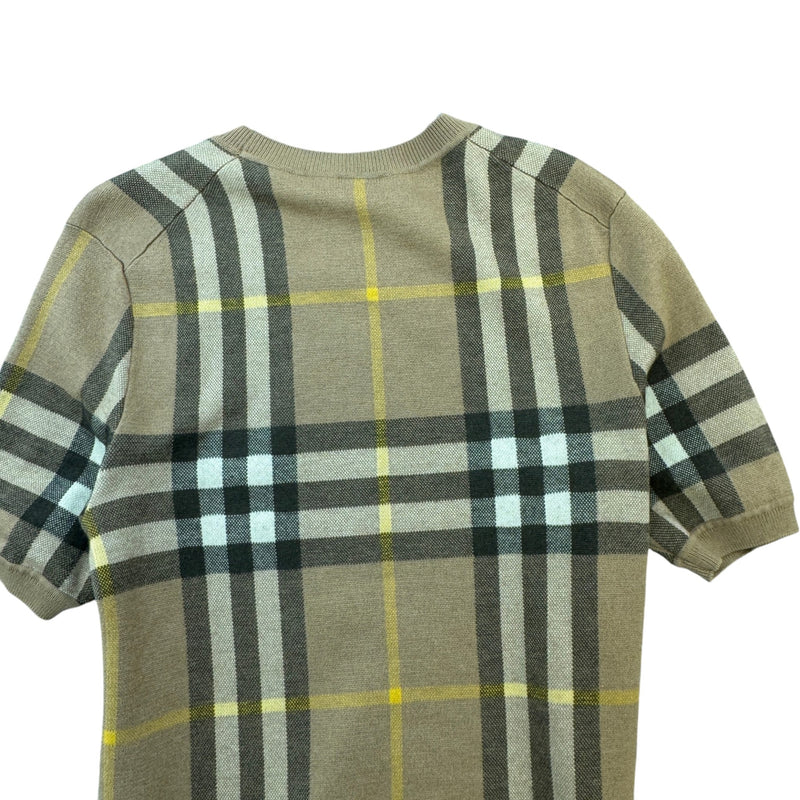 Men's Checkered T-Shirt Beige Size S