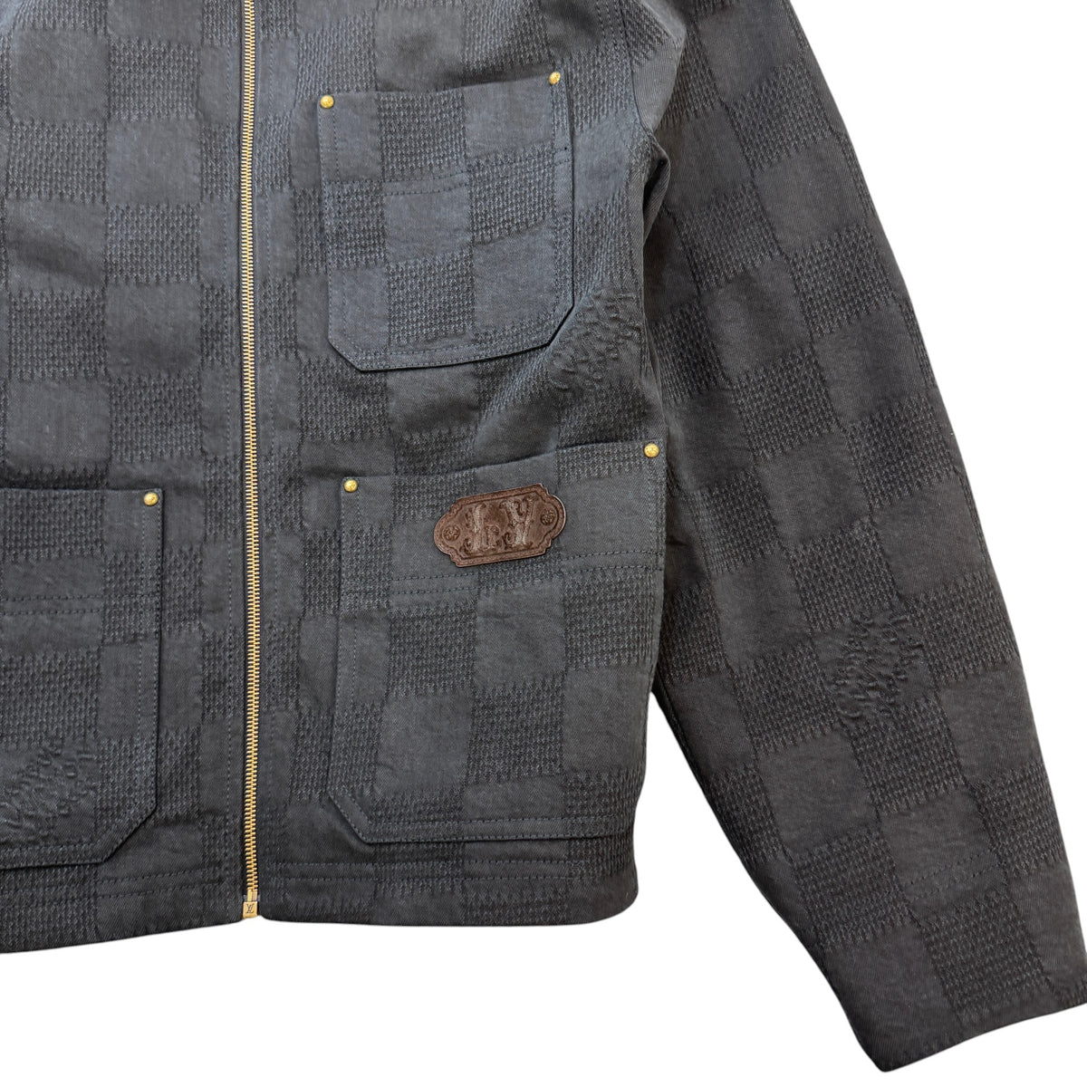 Men's Damier Workwear Blouson Jacket Black Size M - Photo 4