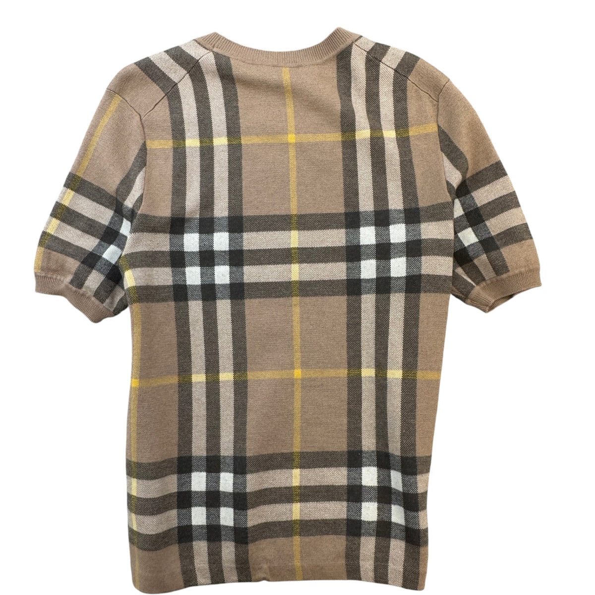 Men's Checkered T-Shirt Beige Size S - Photo 2