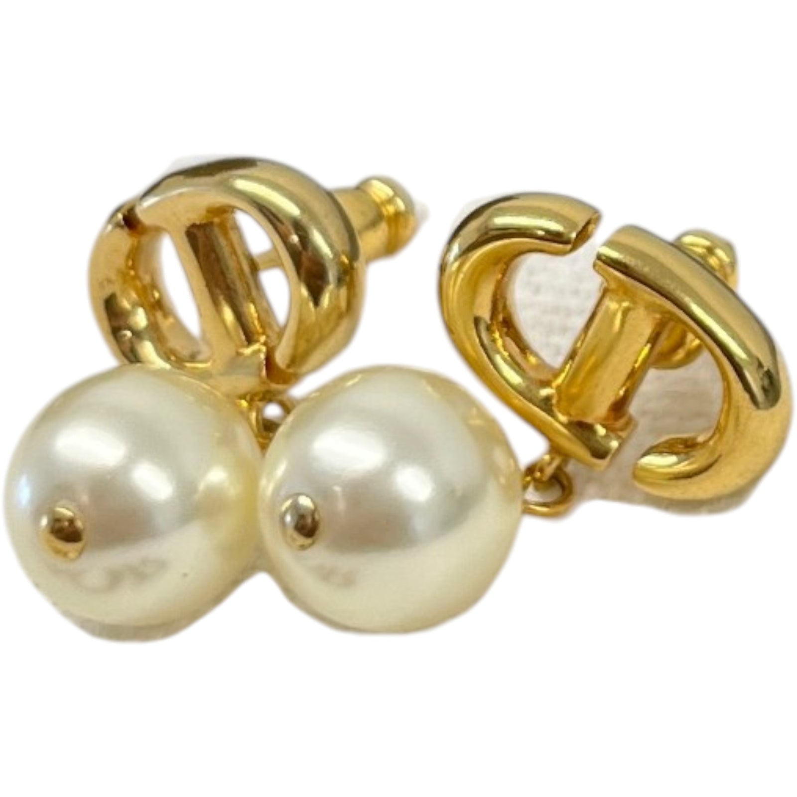 Women's CD Pearl Earrings Gold - Photo 3