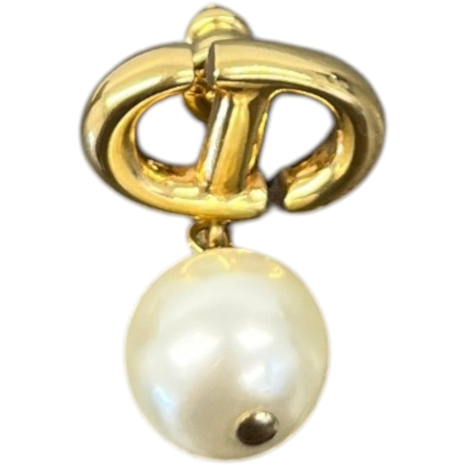 Women's CD Pearl Earrings Gold - Photo 4