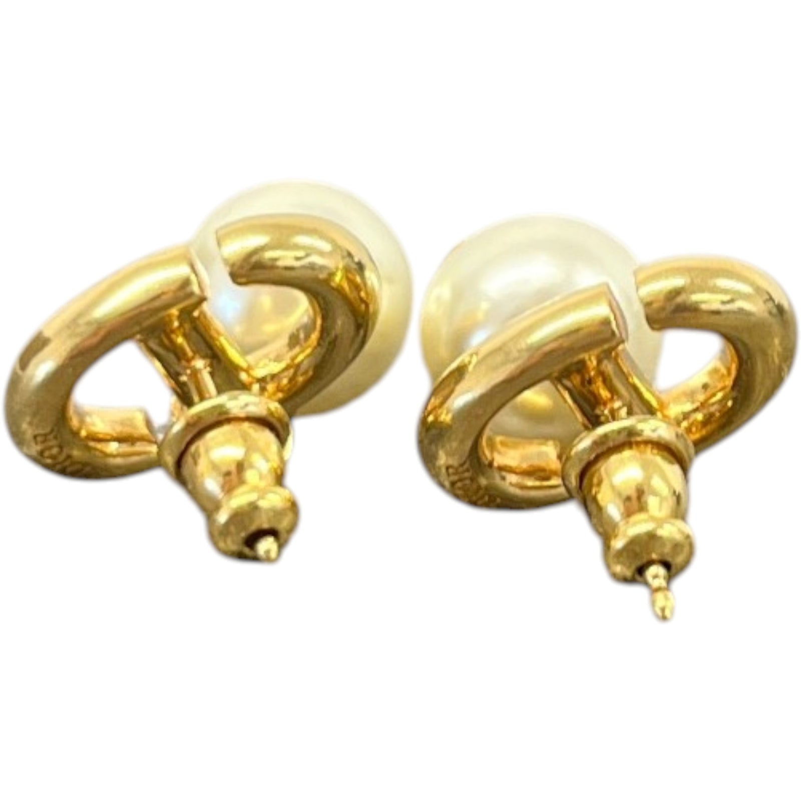 Women's CD Pearl Earrings Gold - Photo 2