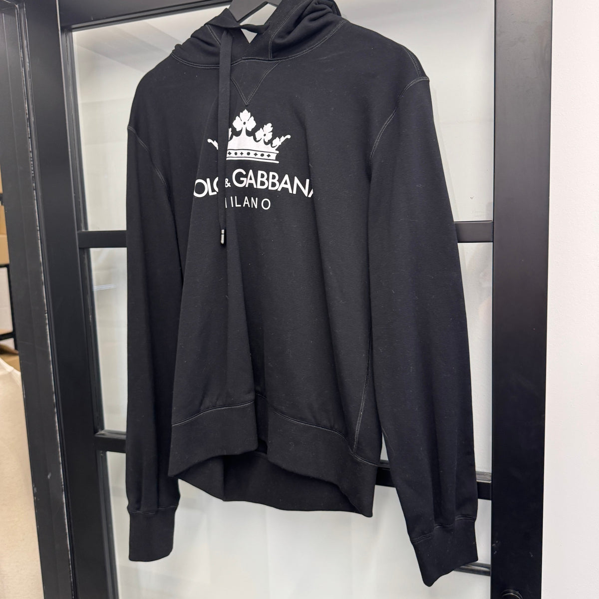 Men's Logo Print Hoodie Black Size M - Photo 7