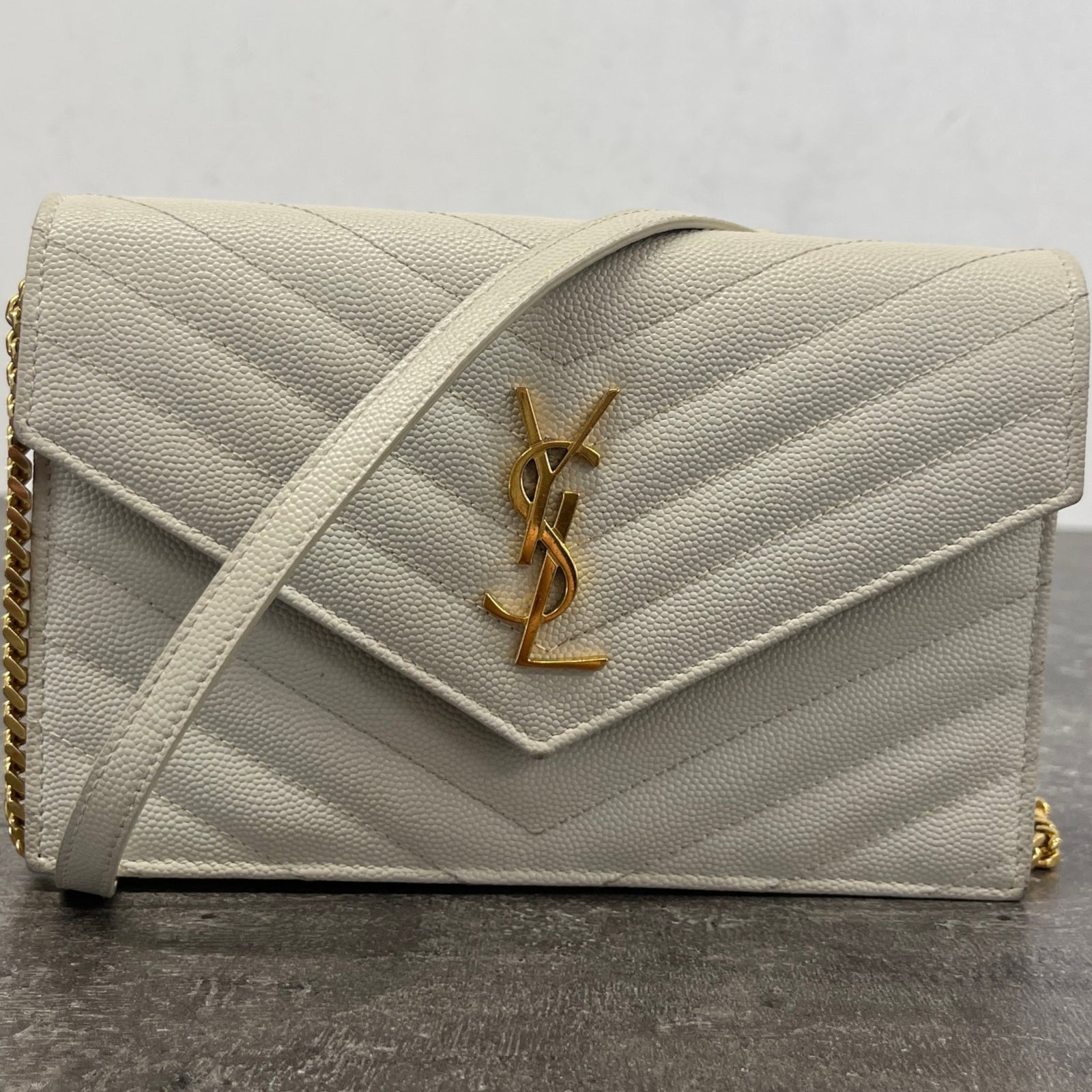 Women's Cassandre Envelope Wallet On Chain Handbag Beige - Photo 13