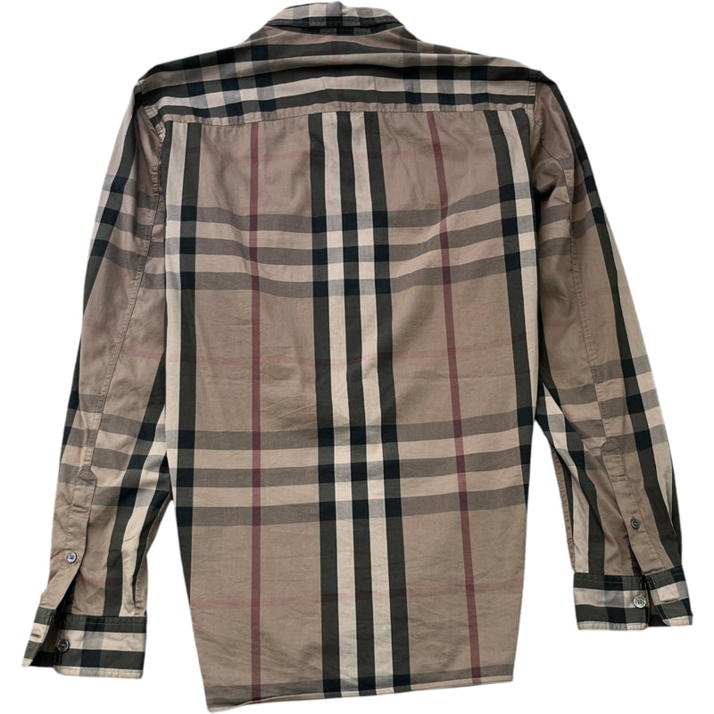Men's Nova Check Long Sleeve Shirt Brown Size S