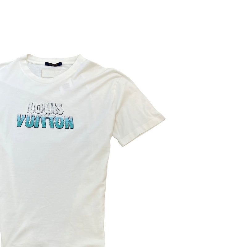 Men's Beaded Logo T-Shirt White Size XXL