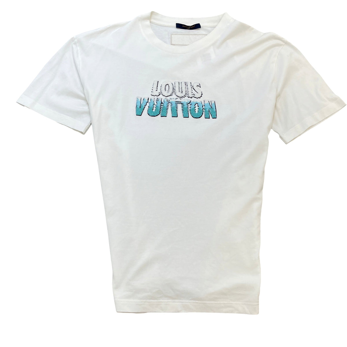 Men's Beaded Logo T-Shirt White Size XXL - Photo 1