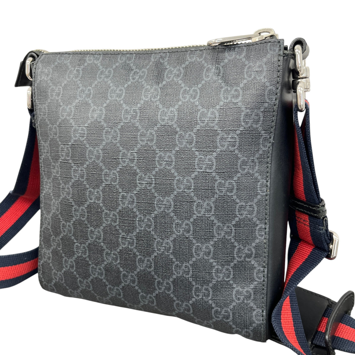Men's GG Supreme Messenger Bag Black - Photo 9