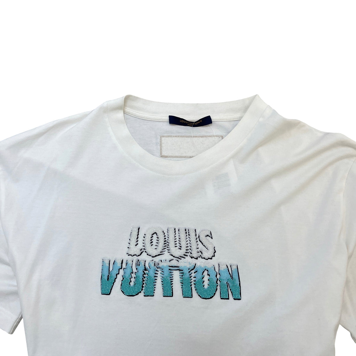 Men's Beaded Logo T-Shirt White Size XXL - Photo 5