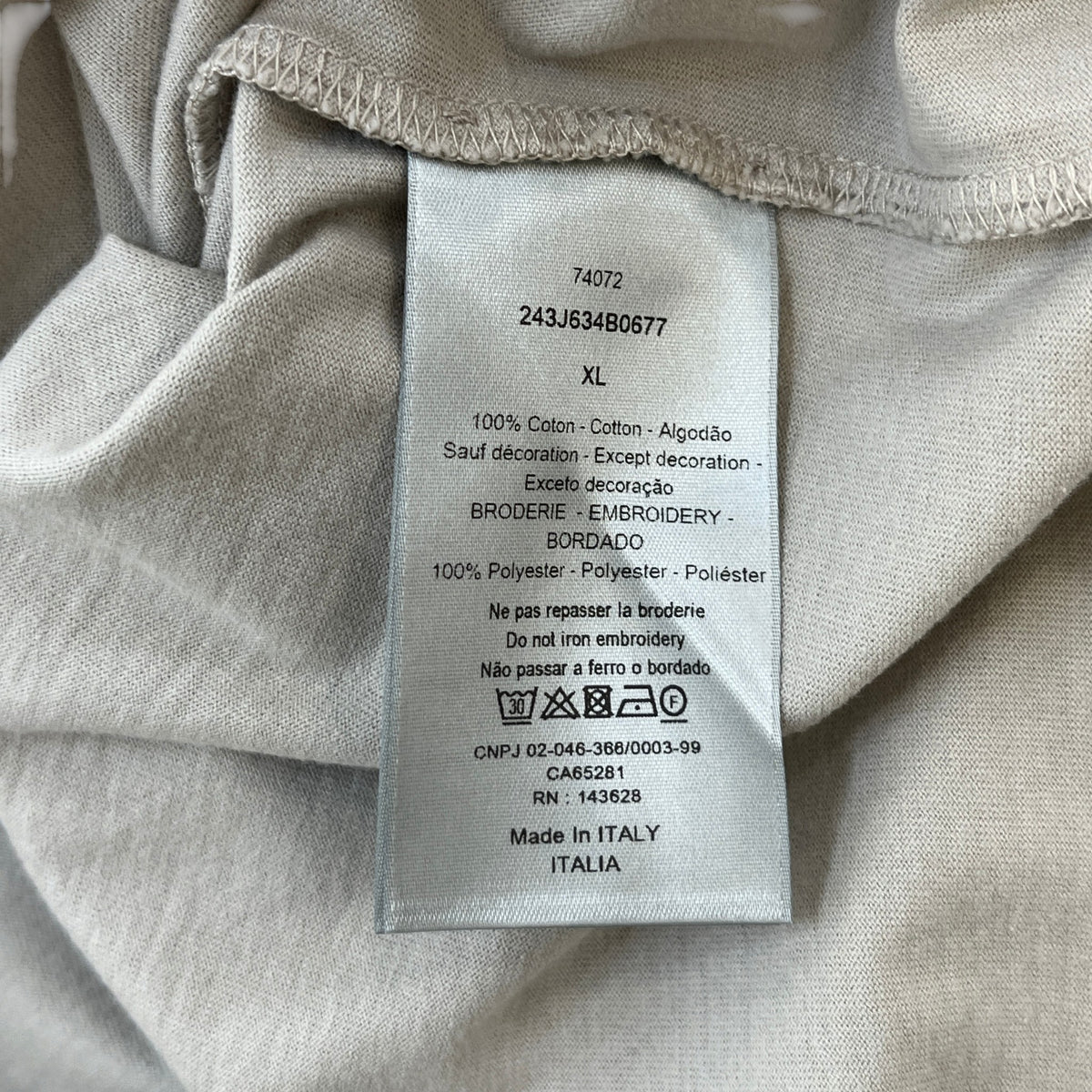 Men's 1947 Embroidered Logo T-Shirt Beige Size XL - Photo 5