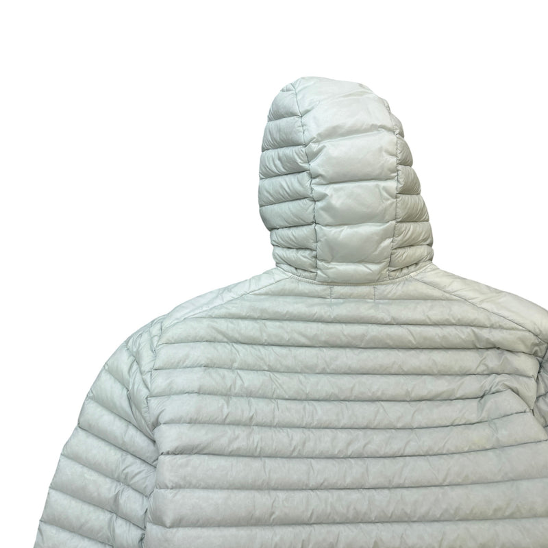 Men's Applique Logo Loom Woven Down Jacket Grey Size XXL