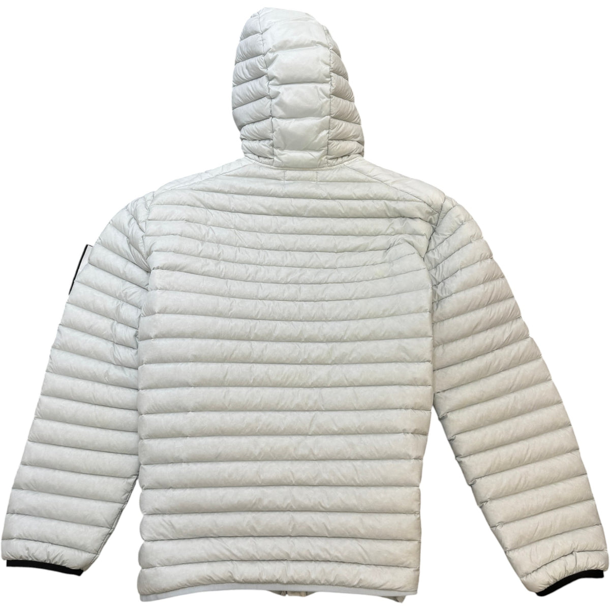 Men's Applique Logo Loom Woven Down Jacket Grey Size XXL - Photo 2
