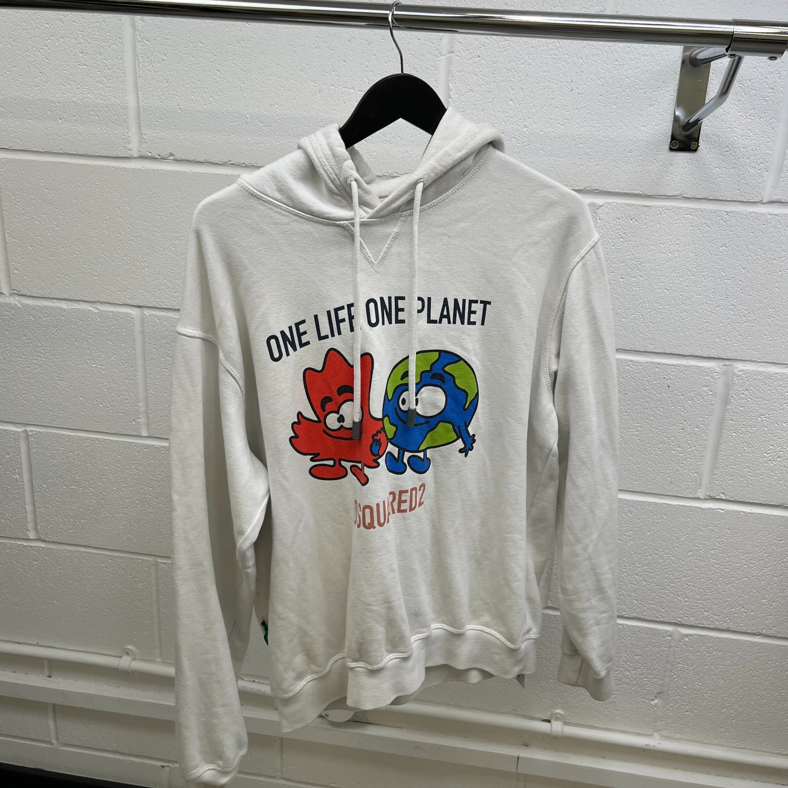 Men's Planet Logo Hoodie White Size L - Photo 8