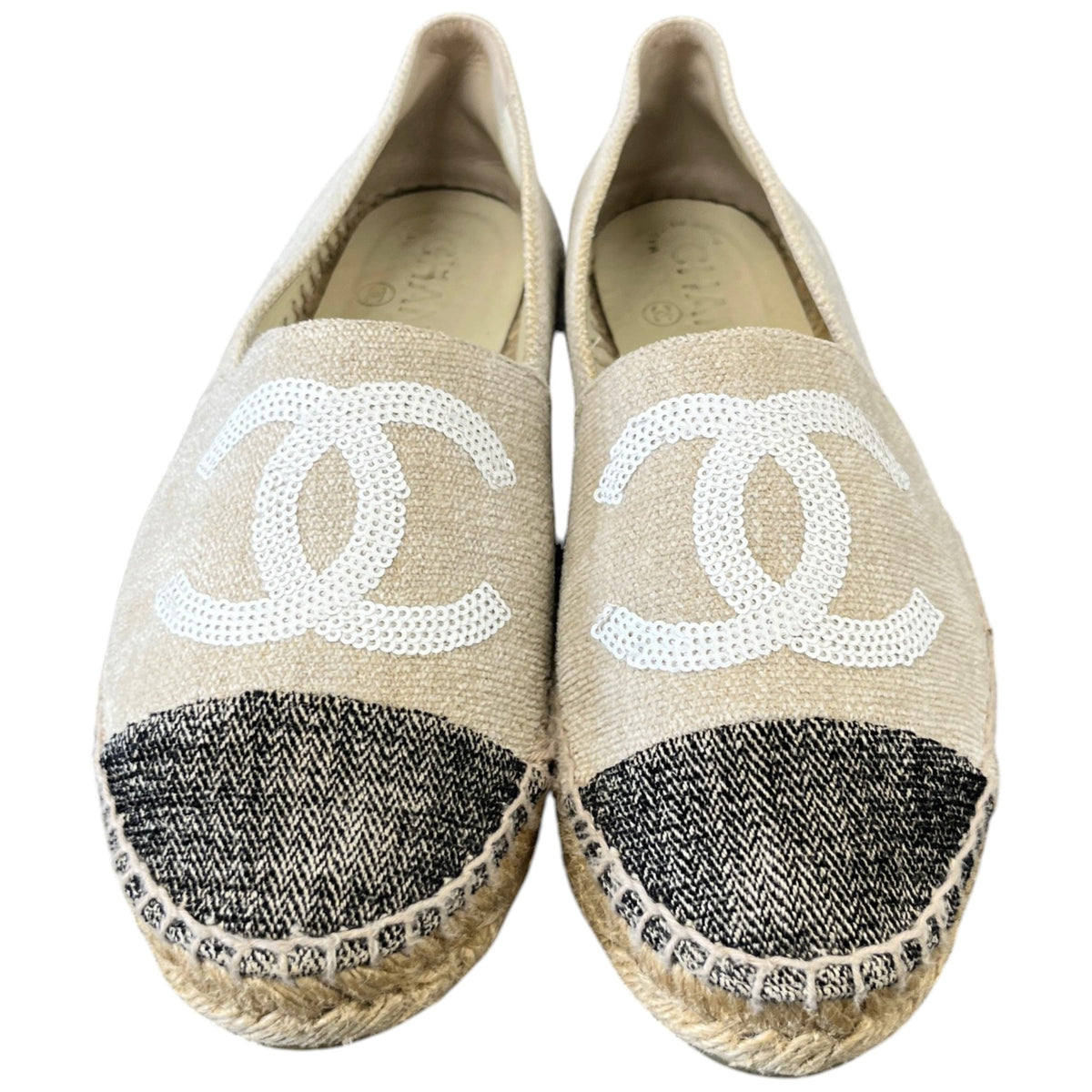 Women's CC Logo Espadrilles Beige Size UK 4 / EU 37 - Photo 6