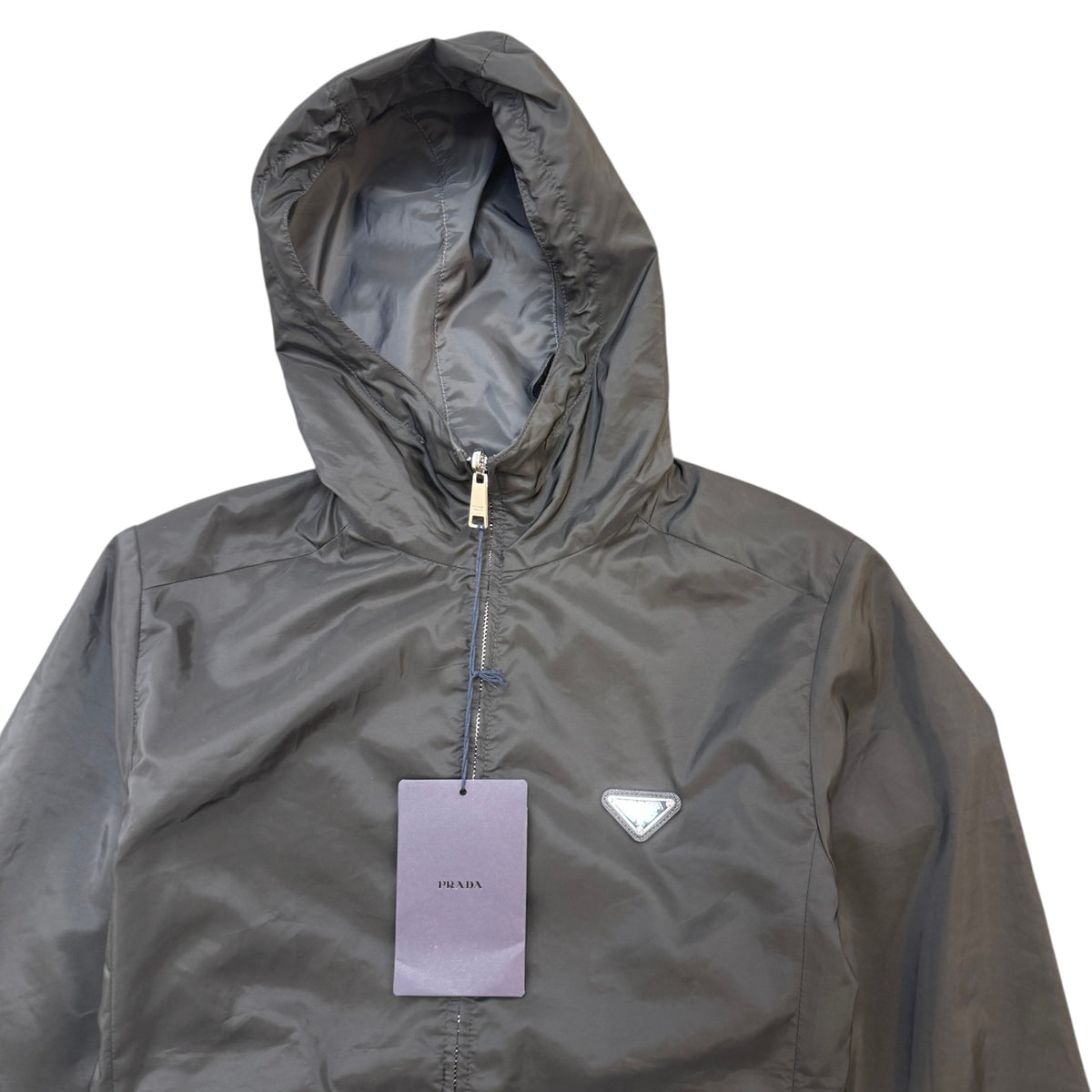 Men's Re-Nylon Plaque Logo Reversible Windbreaker Black Size L - Photo 5