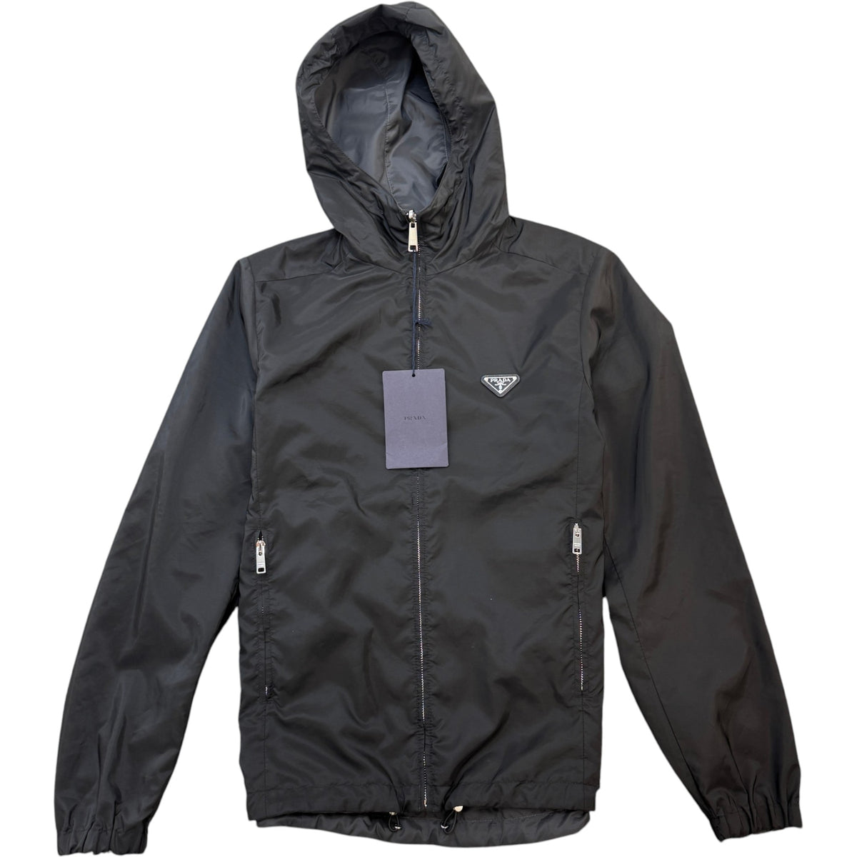 Men's Re-Nylon Plaque Logo Reversible Windbreaker Black Size L - Photo 1
