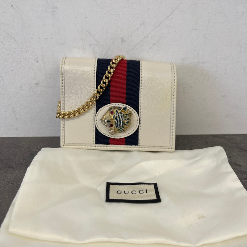 Women's Rajah Chain Card Case Wallet Cream