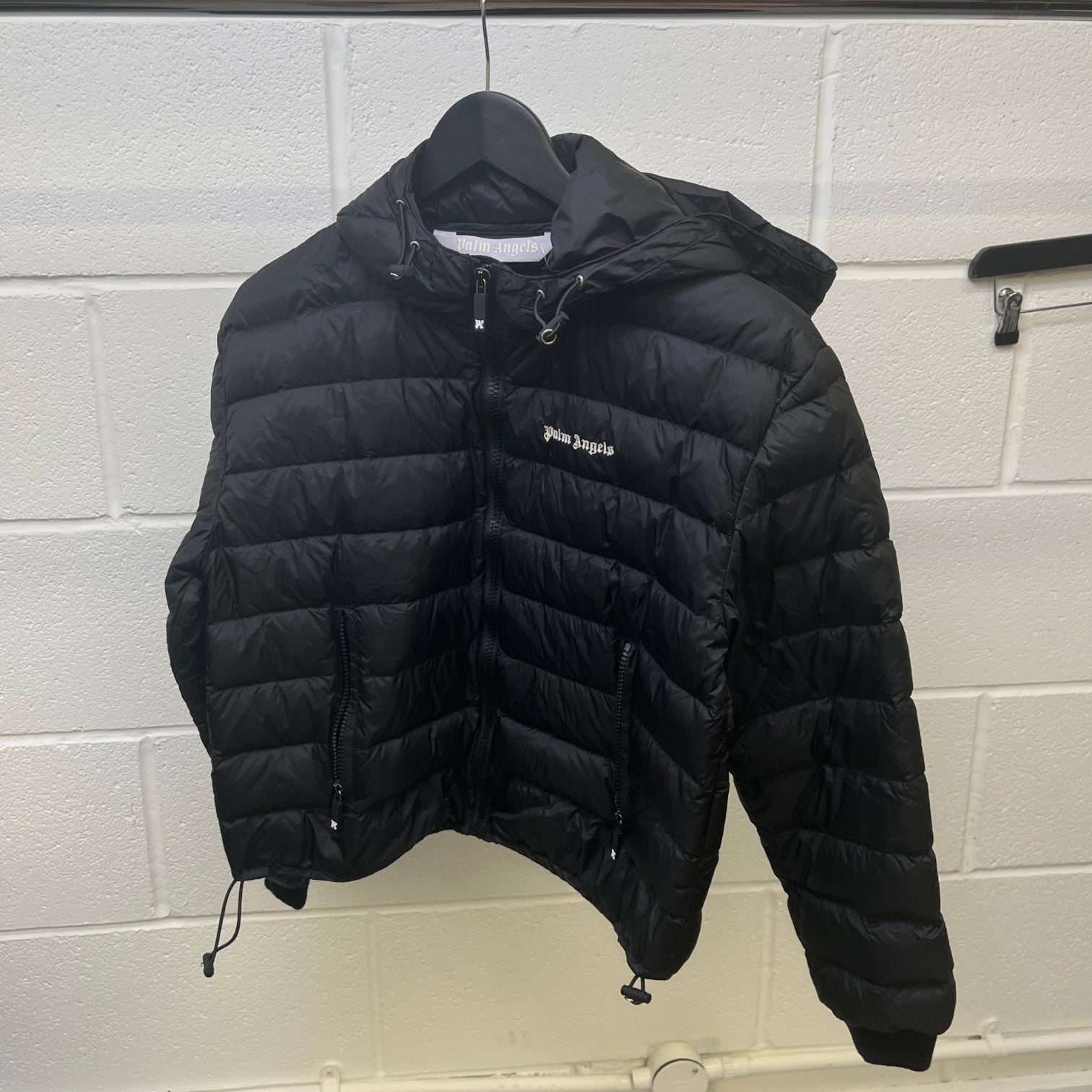 Palm Angels Women's Logo Embroidered bomber Down Jacket Black Size 8 - Photo 10