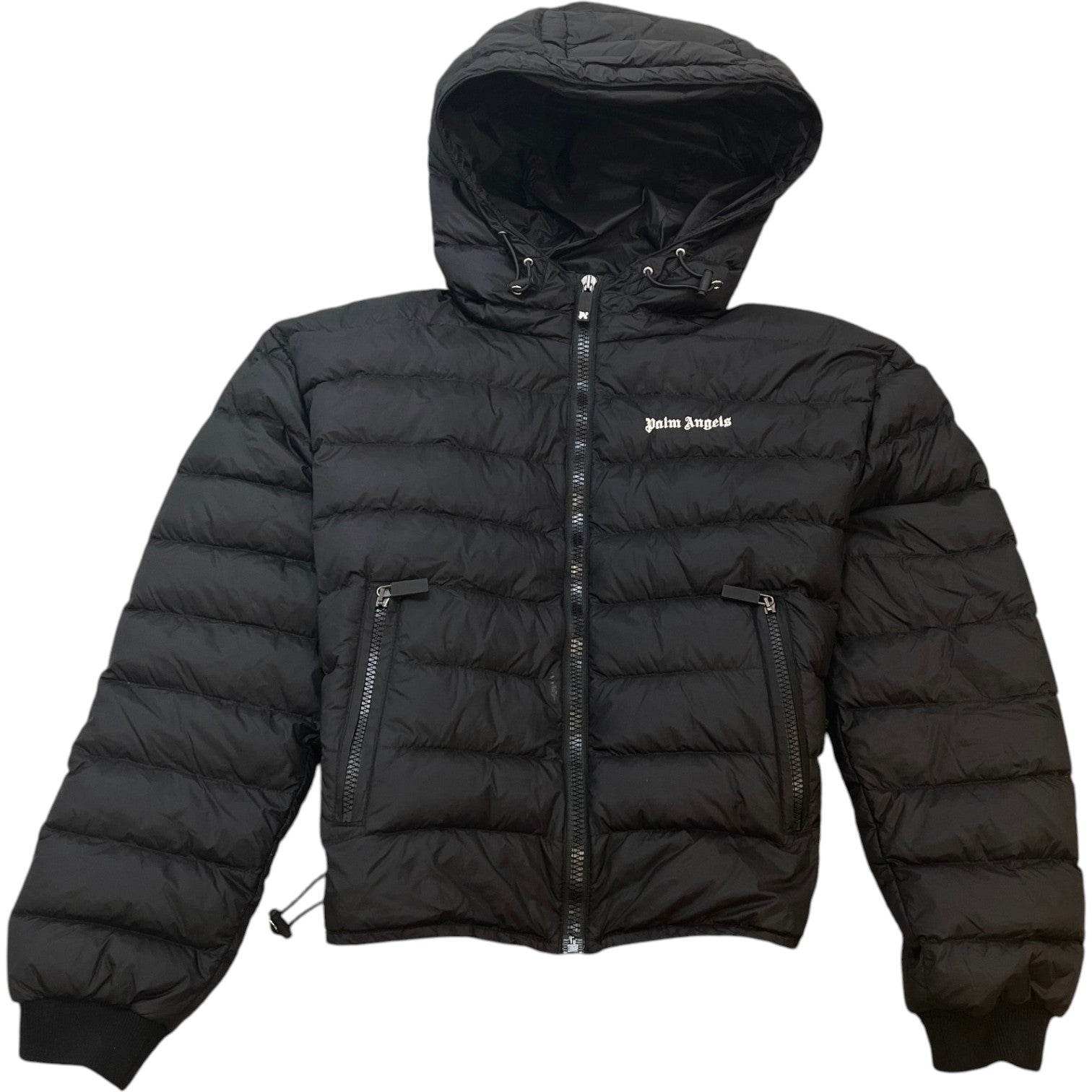 Palm Angels Women's Logo Embroidered bomber Down Jacket Black Size 8 - Photo 1
