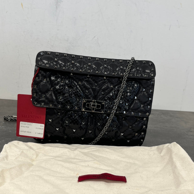 Women's Rockstud Spike Butterfly Bag Black