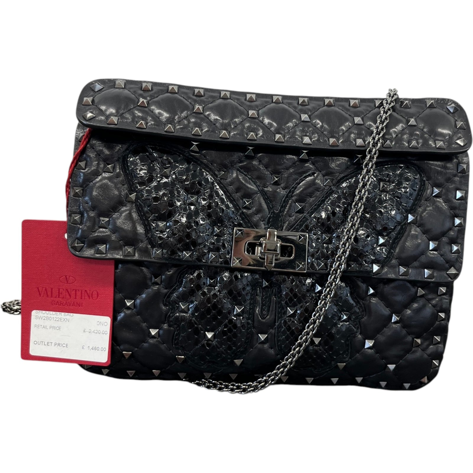 Women's Rockstud Spike Butterfly Bag Black - Photo 1