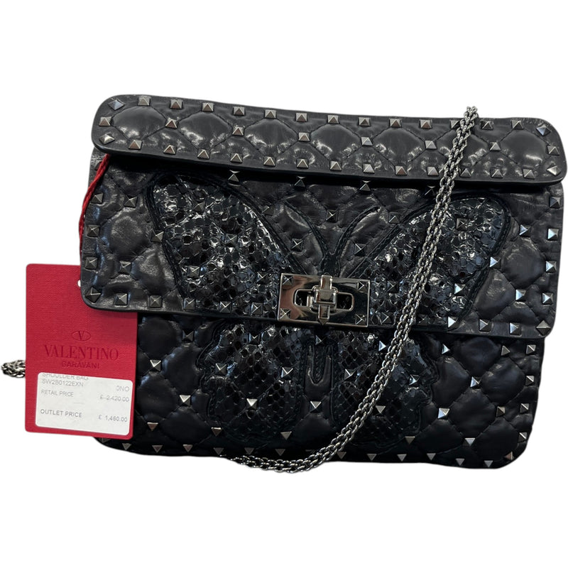 Women's Rockstud Spike Butterfly Bag Black