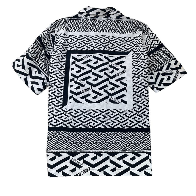 Men's La Greca Print Short Sleeve Shirt White Size XL