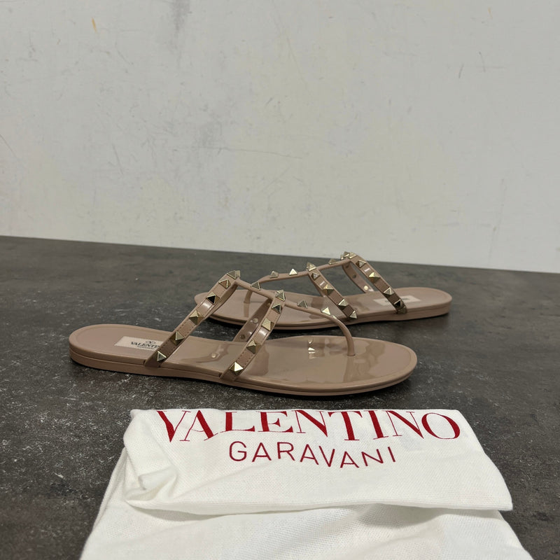 Women's Rockstud Sandals Beige Size UK 8 / EU 41
