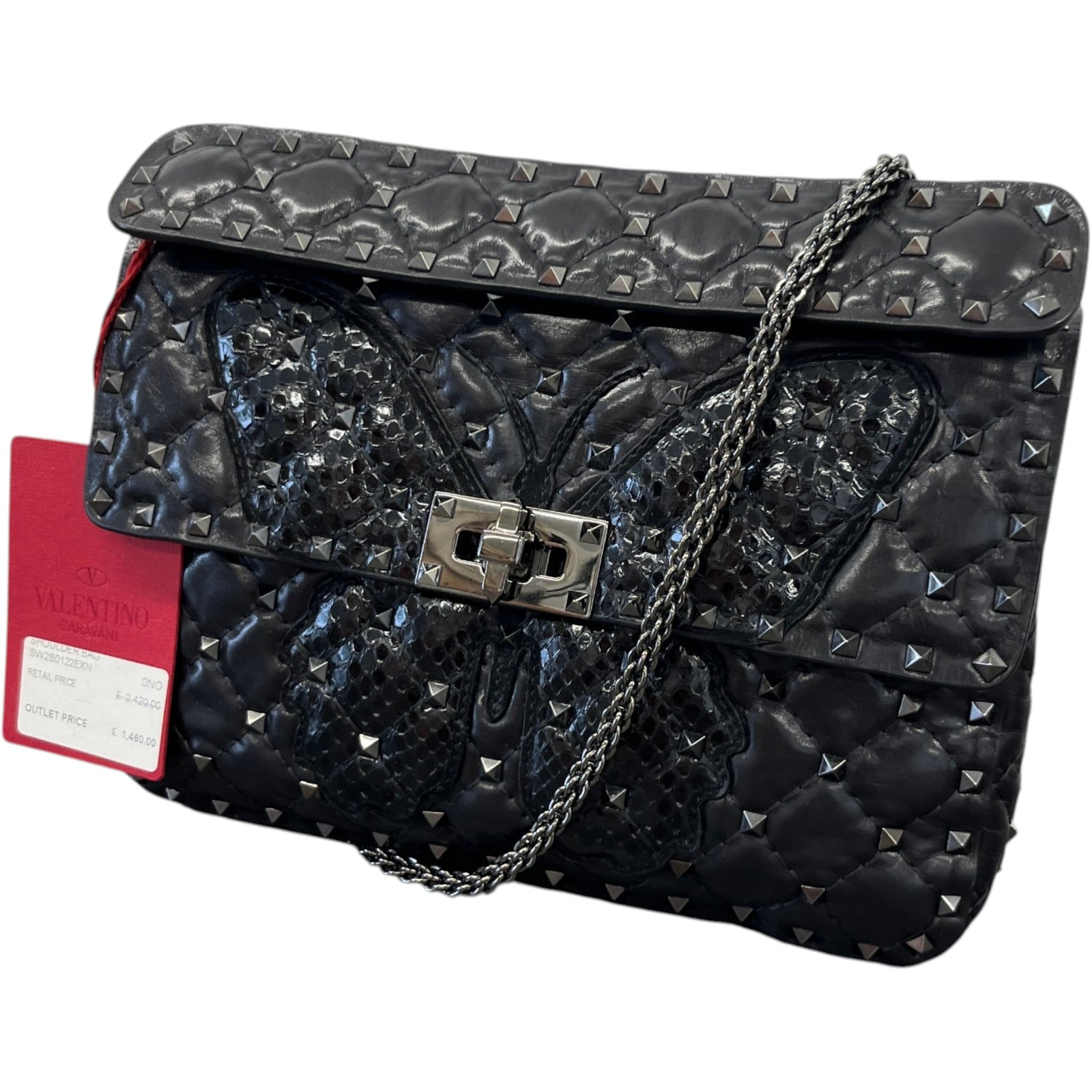 Women's Rockstud Spike Butterfly Bag Black - Photo 5
