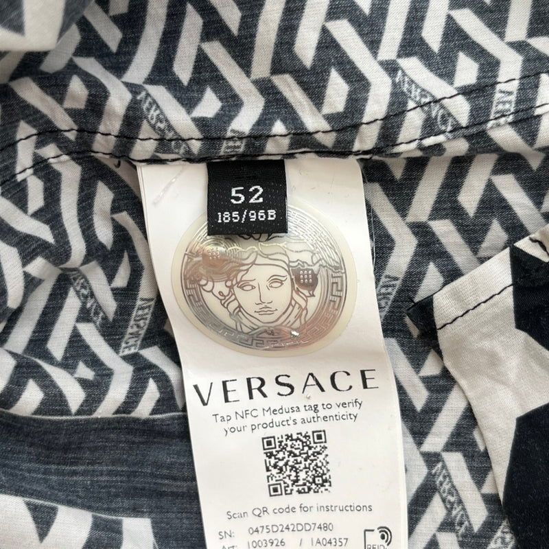 Men's La Greca Print Short Sleeve Shirt White Size XL