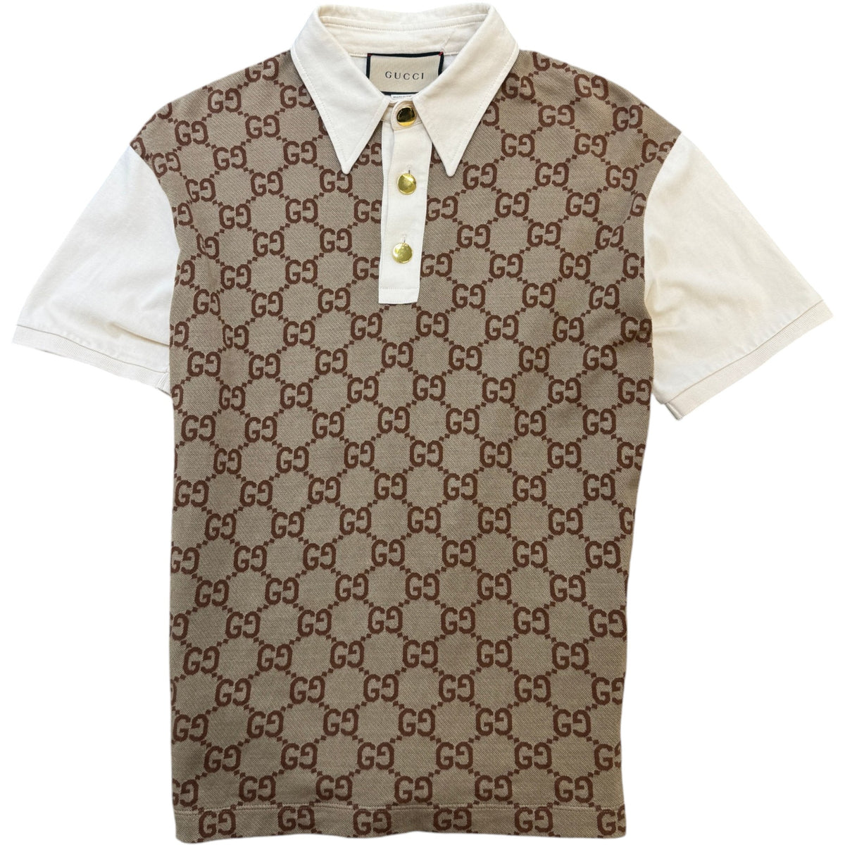 Men's GG Supreme Polo Shirt Beige Size M - Photo 1