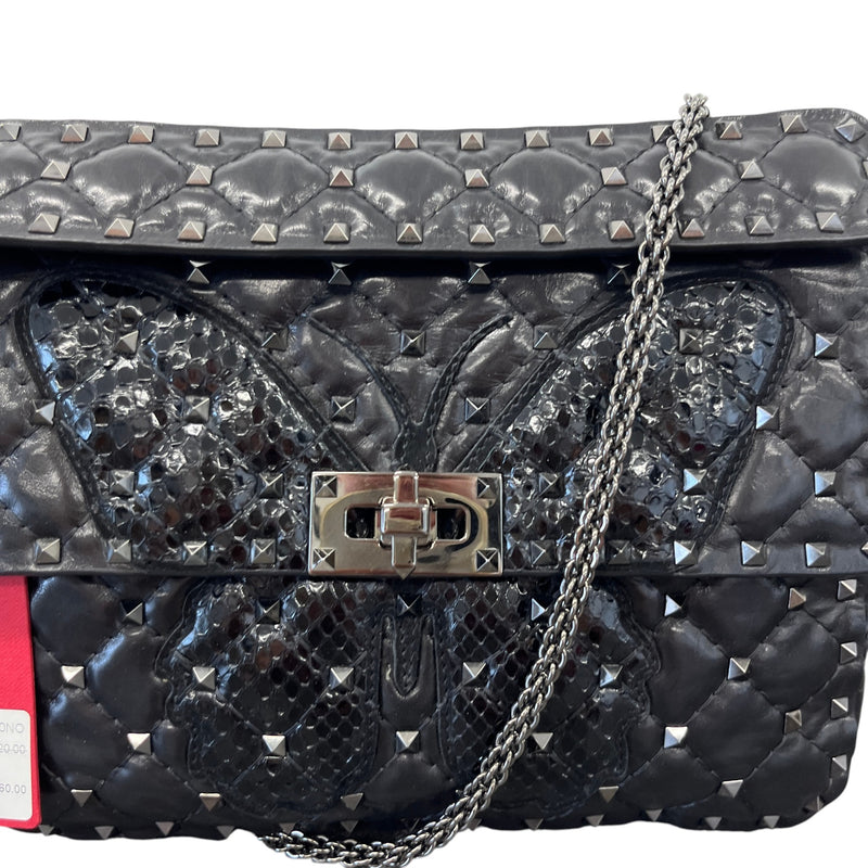 Women's Rockstud Spike Butterfly Bag Black