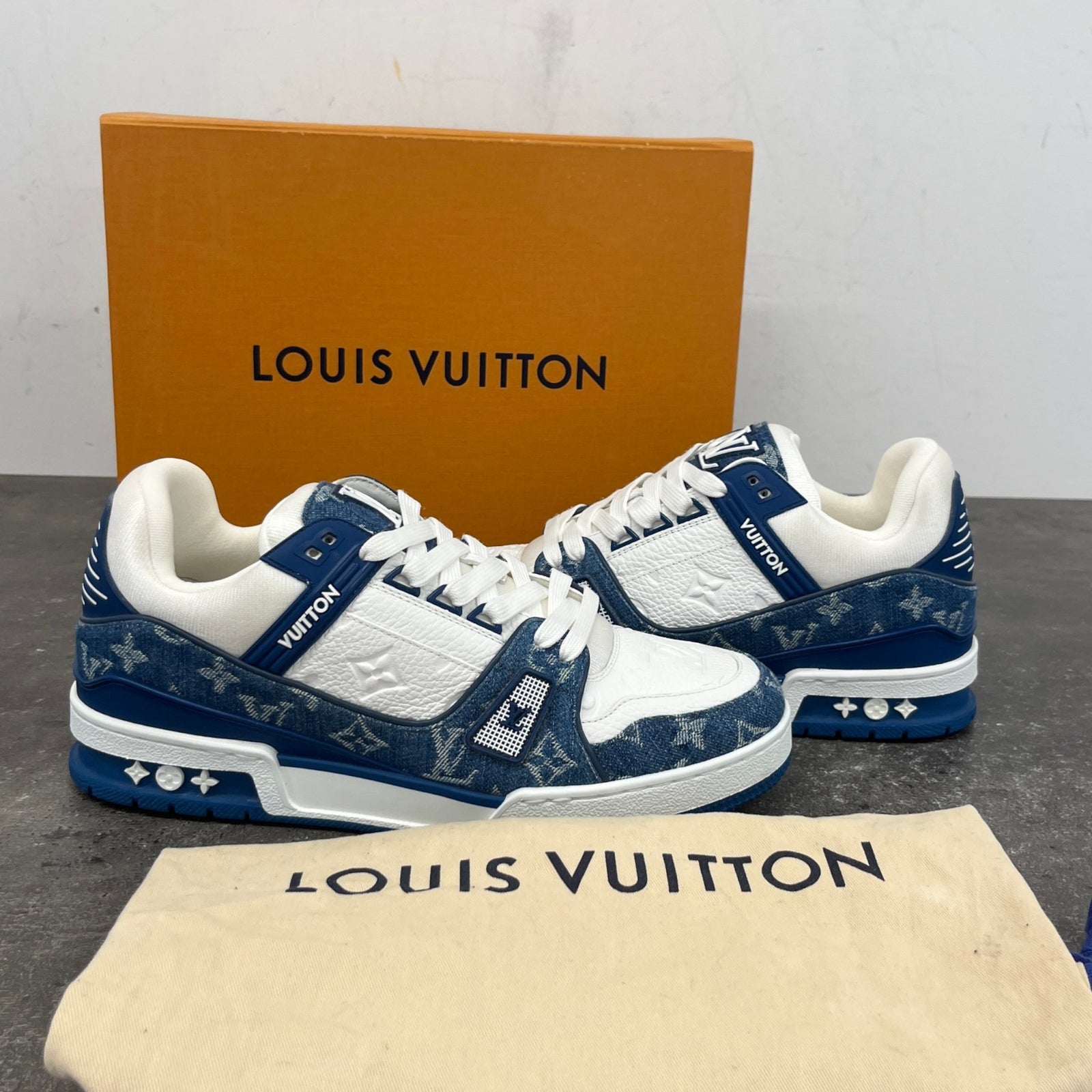 Men's LV Low Trainers Blue Size UK 8 / EU 42 - Photo 12
