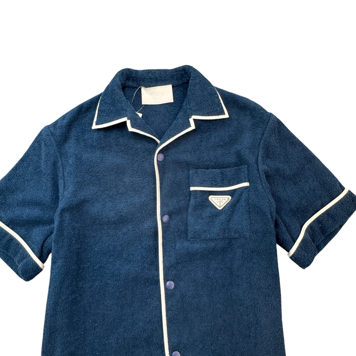 Men's Plaque Logo Short Sleeve Shirt Blue Size XS - Photo 3