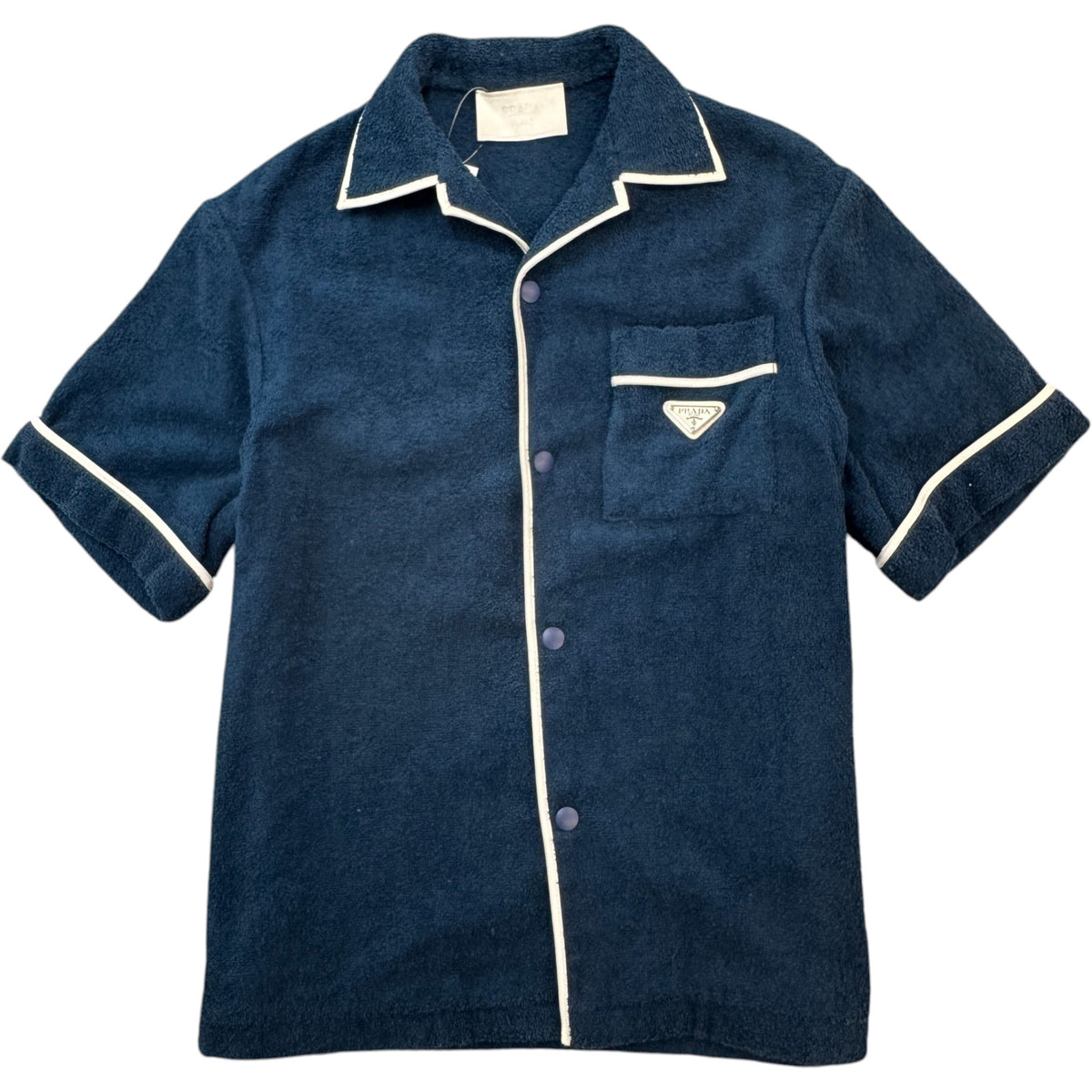 Men's Plaque Logo Short Sleeve Shirt Blue Size XS - Photo 1