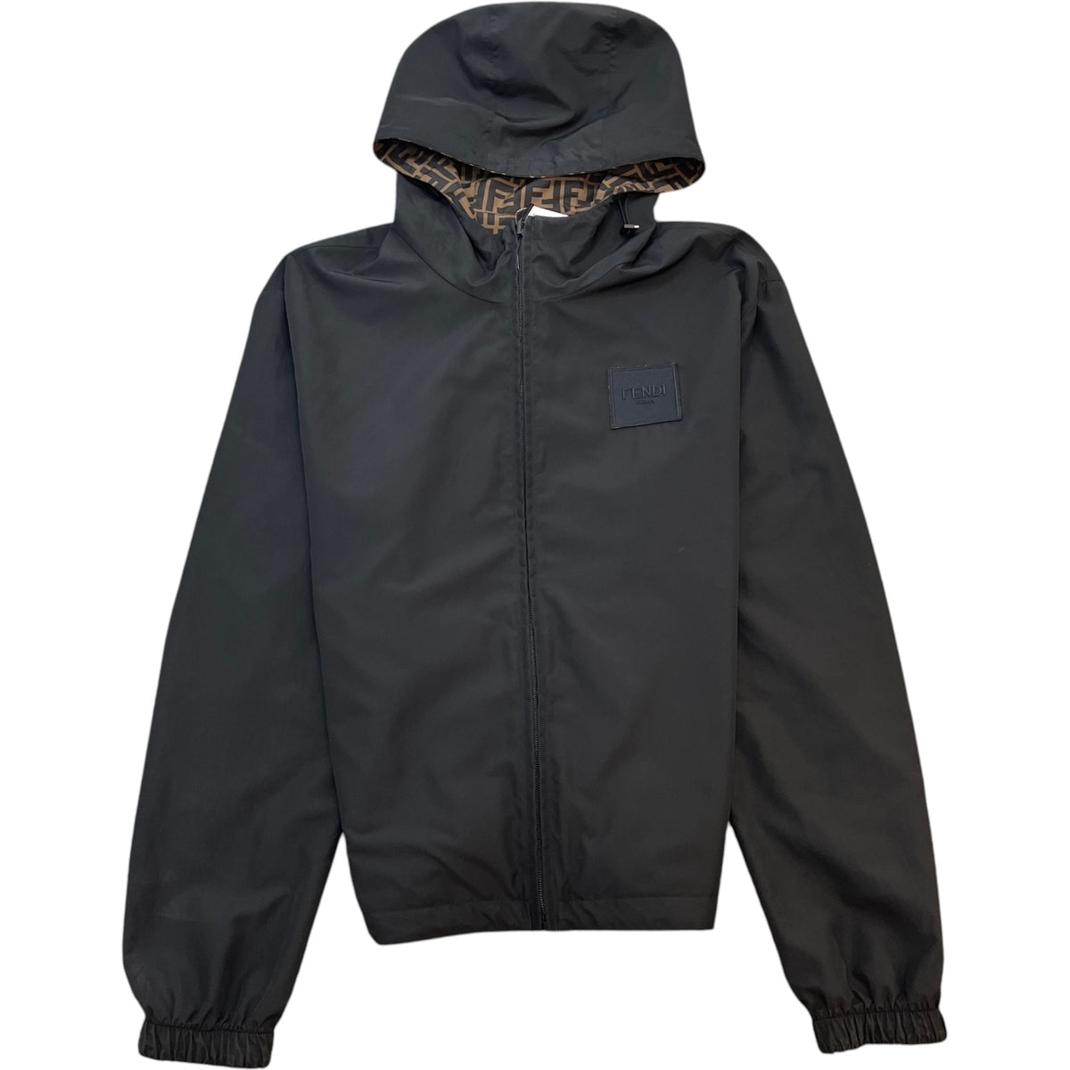 Men's FF Zucca Reversible Hooded Windbreaker Brown Size L - Photo 2