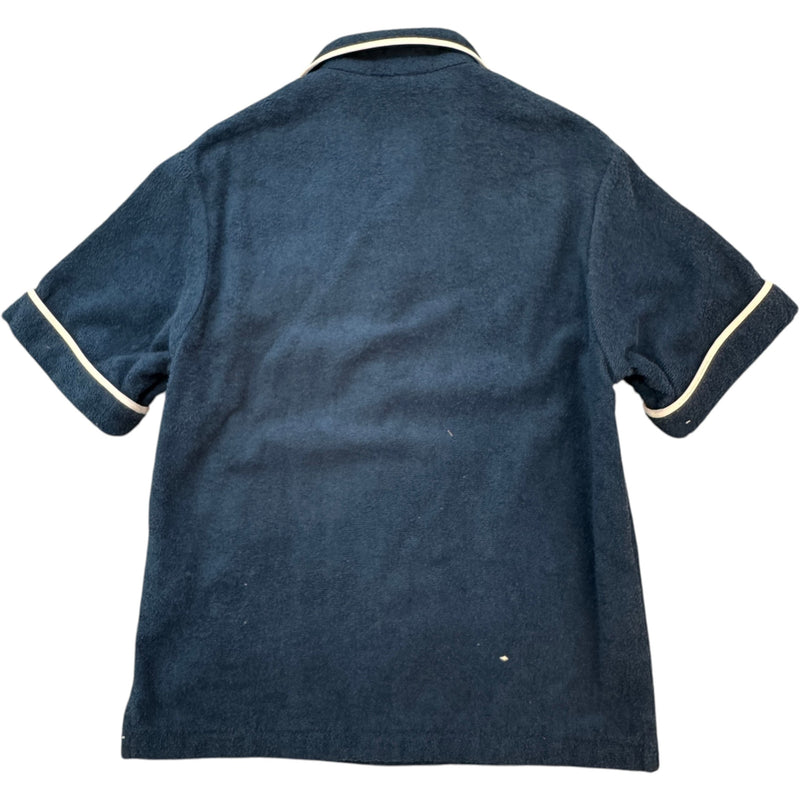 Men's Plaque Logo Short Sleeve Shirt Blue Size XS
