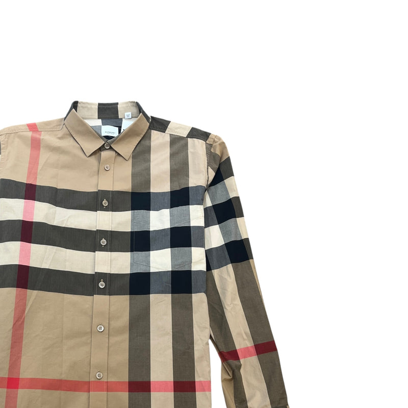 Men's Nova Check Long Sleeve Shirt Beige Size XXXL
