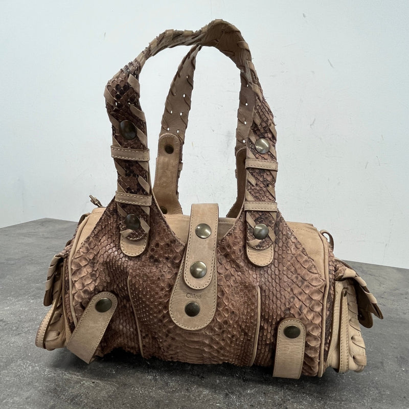 Women's Silverado Python Handbag Beige