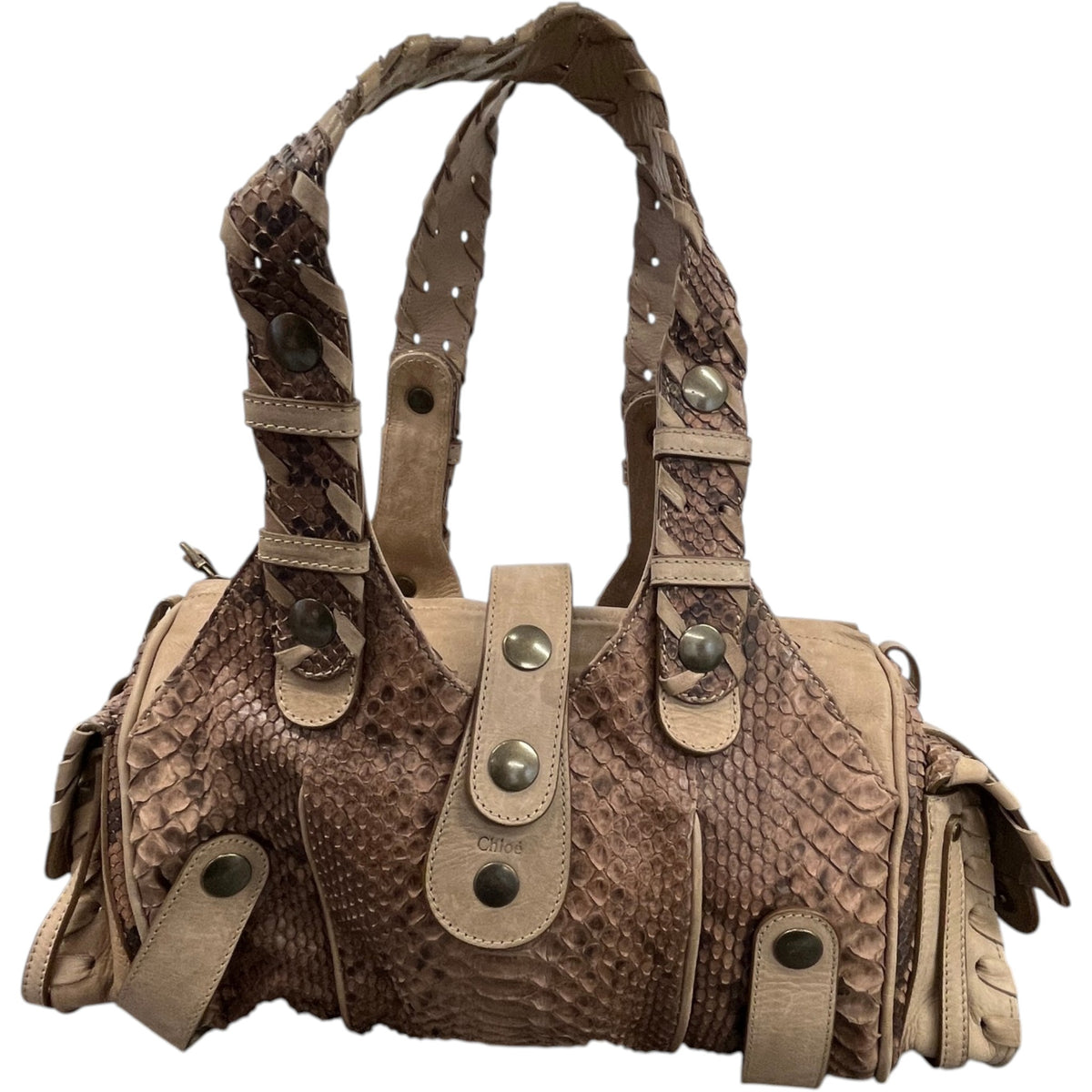 Women's Silverado Python Handbag Beige - Photo 1