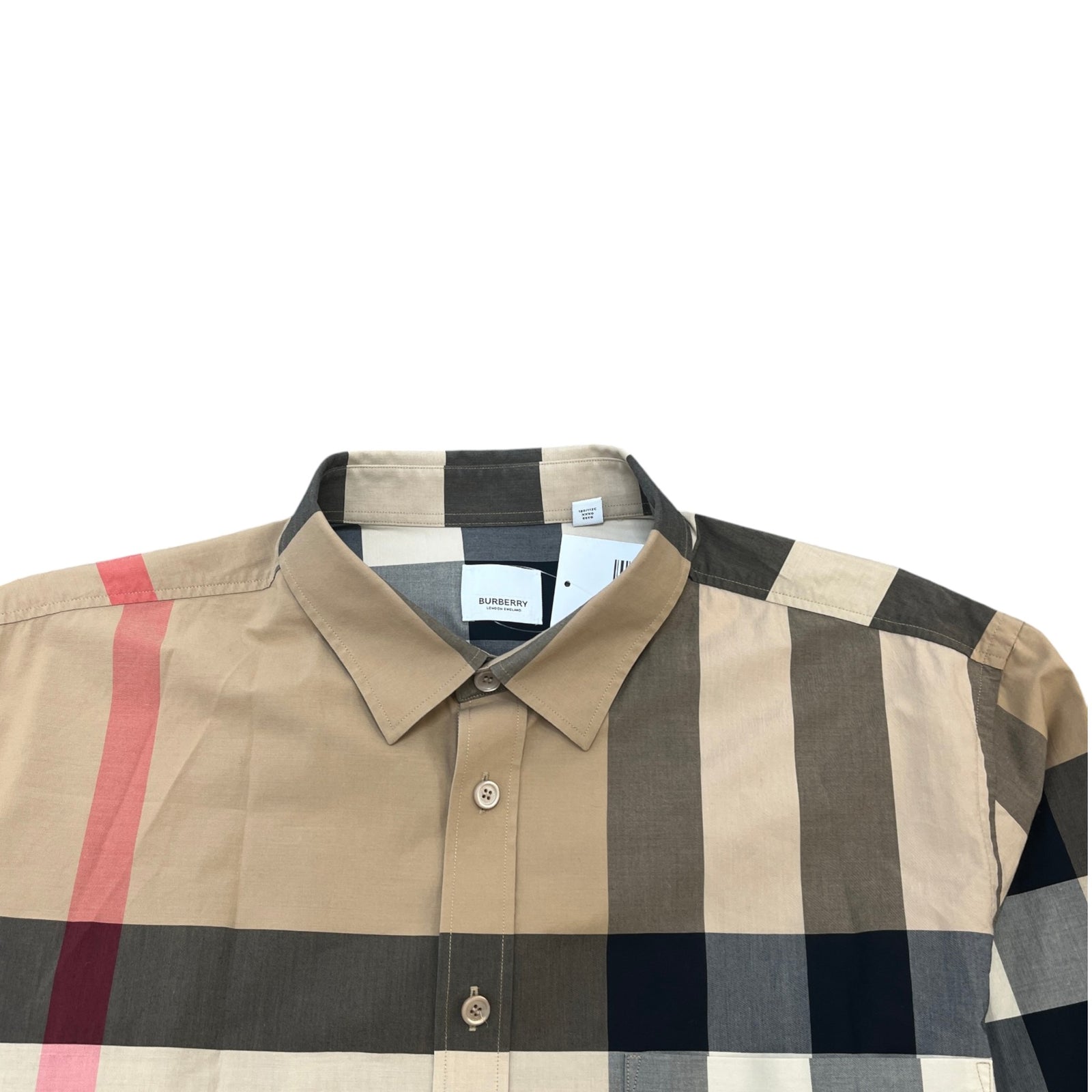 Men's Nova Check Long Sleeve Shirt Beige Size XXXL - Photo 5