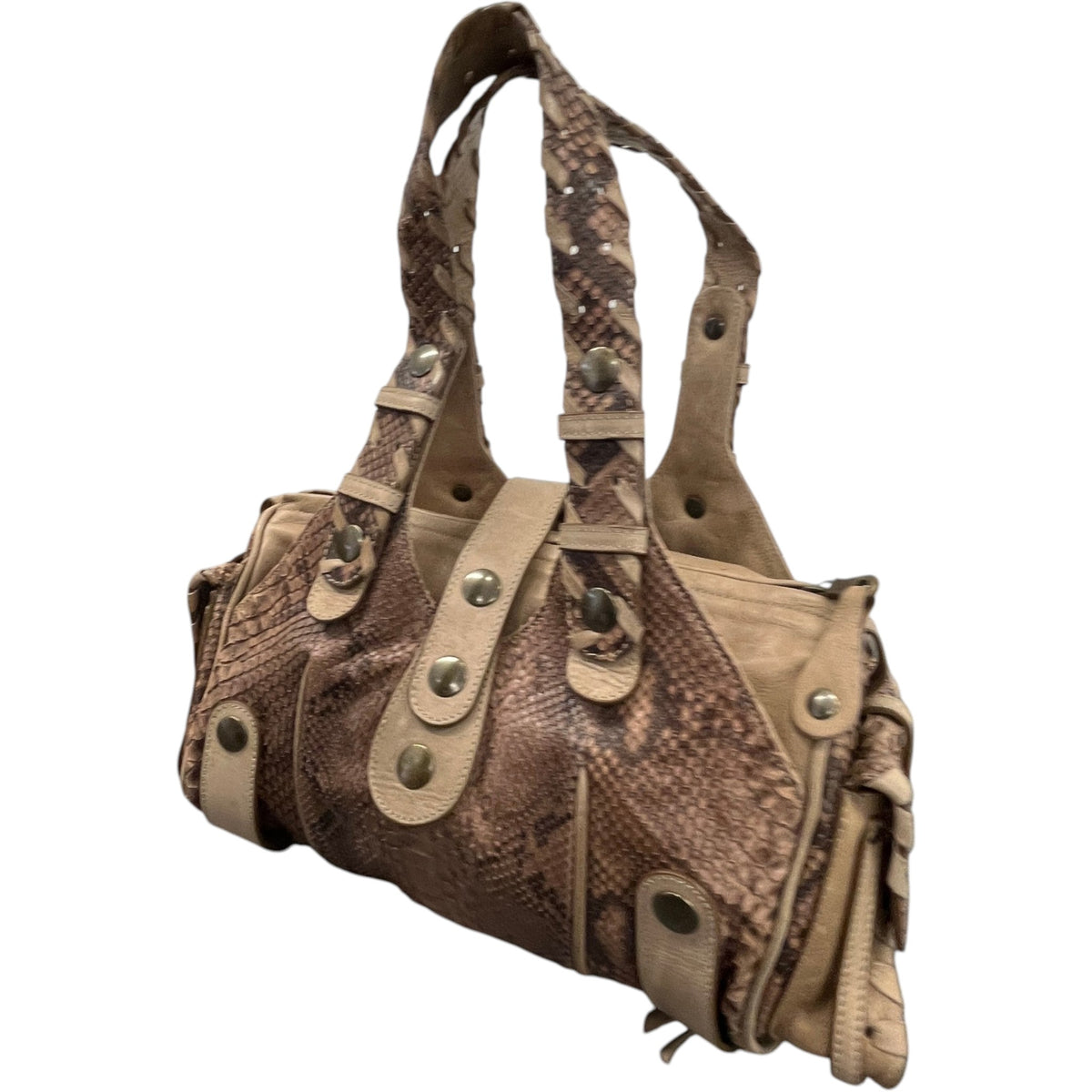 Women's Silverado Python Handbag Beige - Photo 8