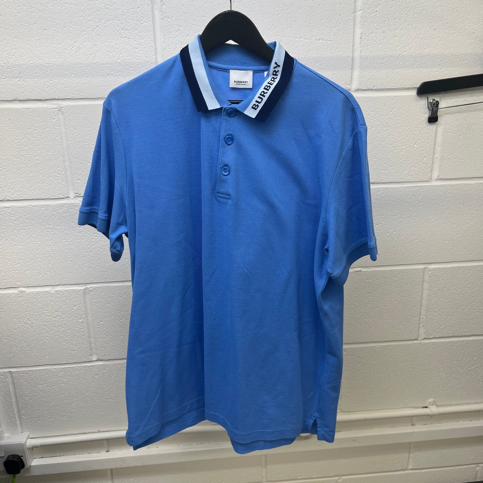 Men's Embroidered Logo Collar Polo Shirt Blue Size XL - Photo 8